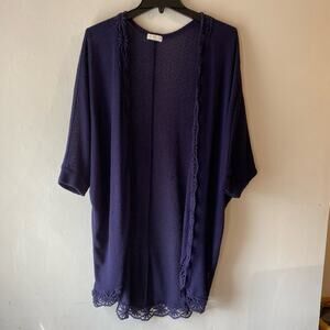 Charming Blue Cardigan SZXL Crotchet Trim Granny Grandma Cottage Peasant Prairie